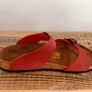 Betula Birkenstock Red Sandals with Brown Footbed